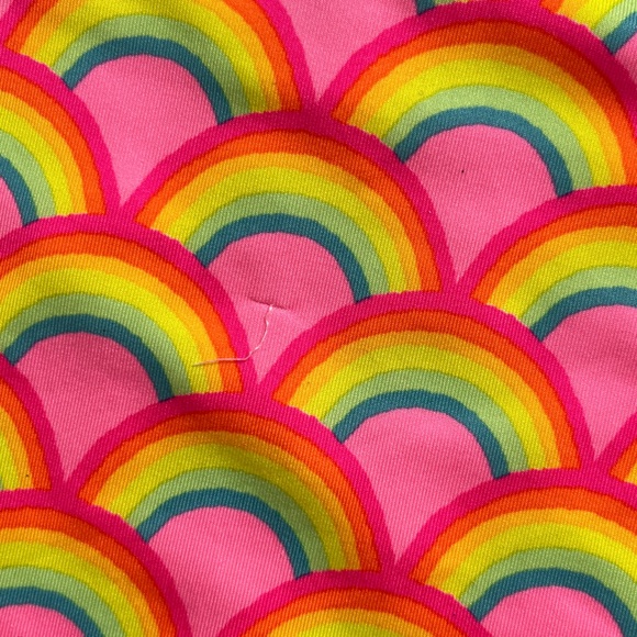 Land’s End Girls Size 5 Strappy Back Tankini Swimsuit Swim Top Neon Rainbows - Picture 5 of 6